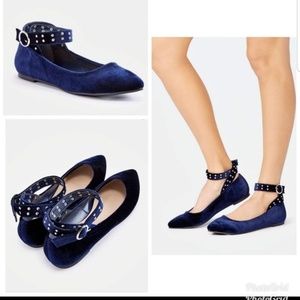 Blue Flats with Ankle Strap